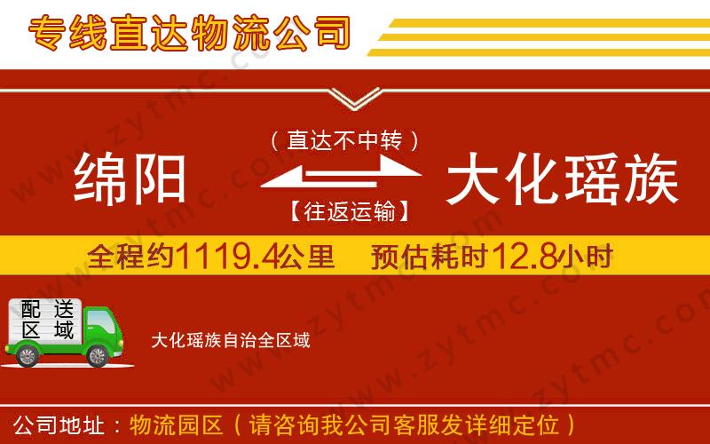 綿陽到大化瑤族自治物流公司