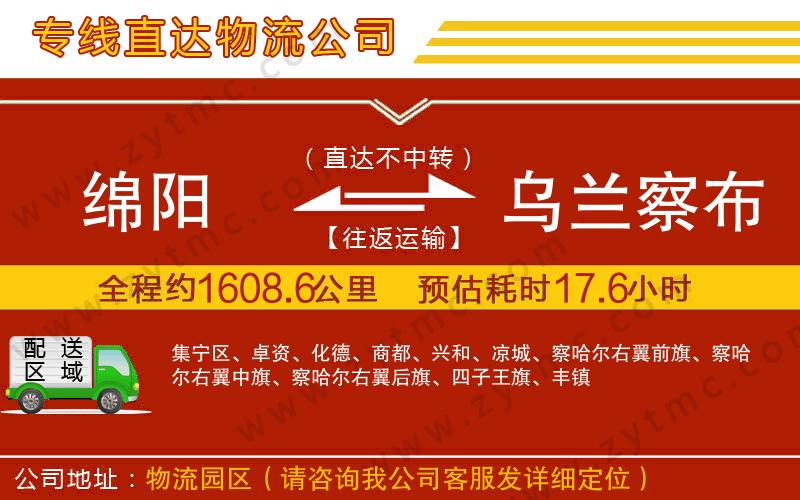 綿陽(yáng)到烏蘭察布物流公司