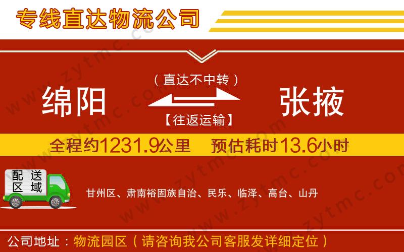 綿陽(yáng)到張掖物流公司